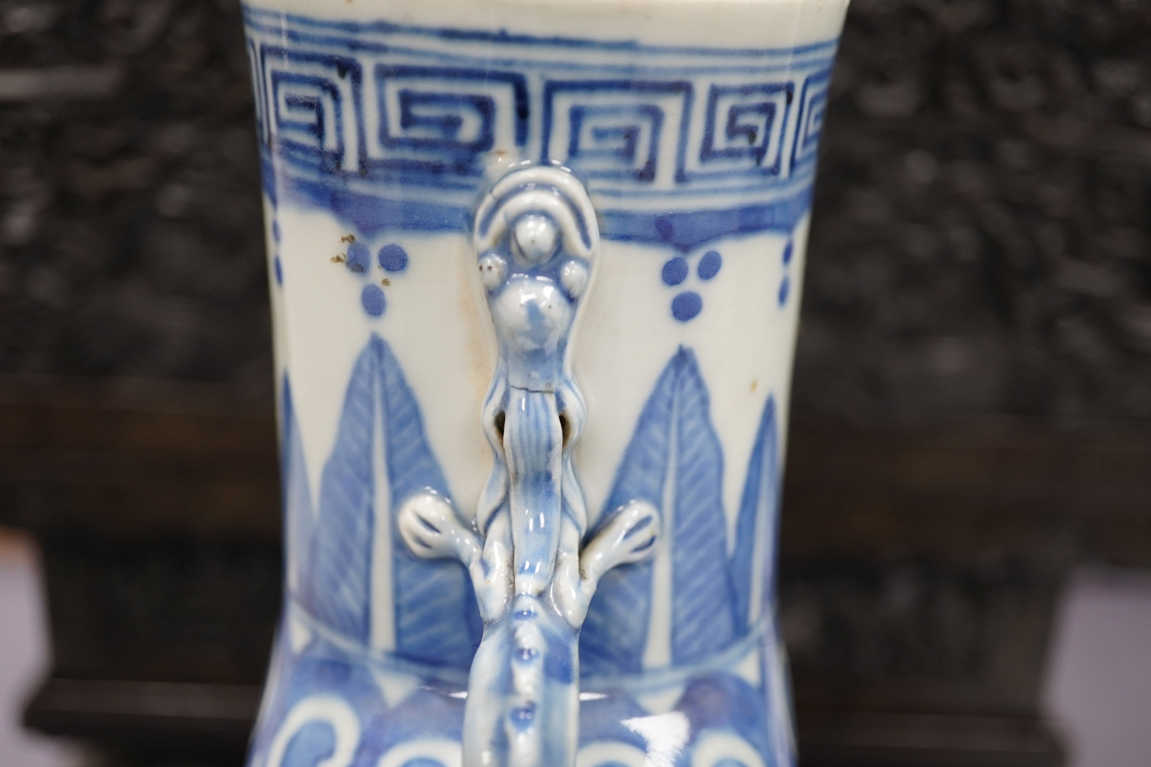 A large Chinese blue and white moonflask, bianhu, 19th century